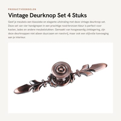 Dailygoods- Deurgreep Antiek Design - Deurknop - Handgreep - Zinklegering - 4 Stuks - 120 mm Trek lengte - Kastknop