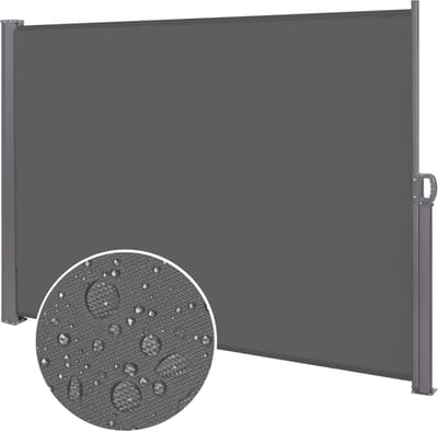 Springos Windscherm - Tuinscherm - Oprolbaar - Waterbestendig - Staal - Aluminium - Lichtgrijs - 350 X 180 CM