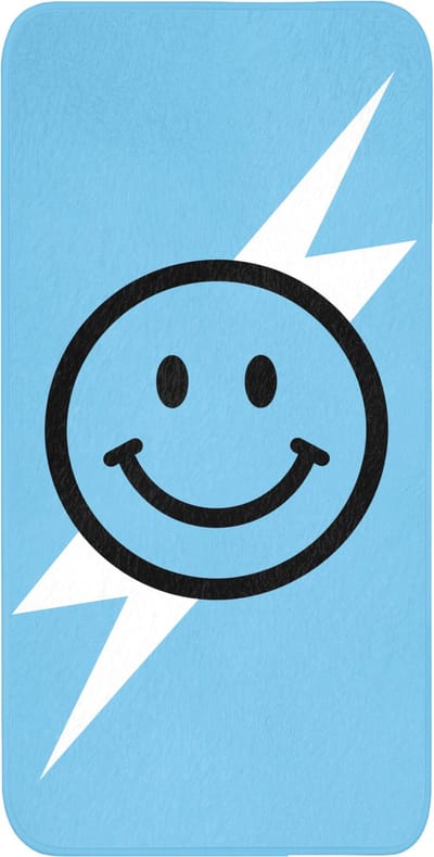 WC mat 60x120 cm - Antislip - Smiley - Blauw - Bliksem - Toiletmat - Vloermat - Douchemat - Toilet tapijt - Toiletmatten