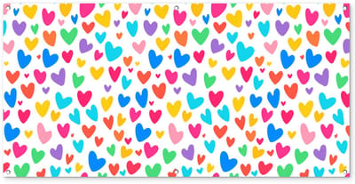 Tuinposter 160x80 cm - Tuindecoratie Hartjes - Kleurrijk - Patroon - Levendig - Poster voor in de tuin - Buiten decoratie - Schutting tuinschilderij - Tuindoek muurdecoratie - Wanddecoratie balkondoek