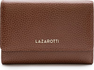 Lazarotti Leren portemonnee Bologna Leather Zip Wallet With 15 Card Slots Brown bruine