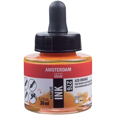 Flacon encre acrylique Acrylic Ink Amsterdam 30ml orange azo orange