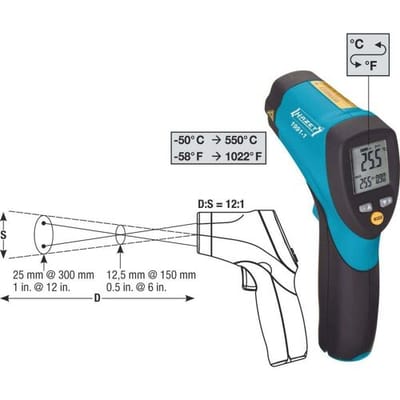 Hazet 1991-1 Infrarood-thermometer Optiek 12:1 -50 - +550 °C