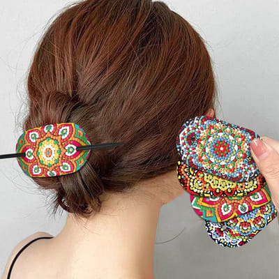 Haarspelden - 05 - Mandala - set van 5 - diamond painting - compleet pakket - Diamond painting by Wietske