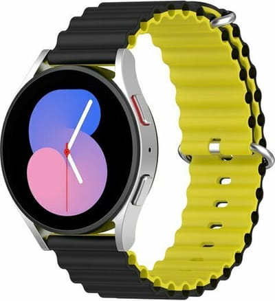 By Qubix - 20mm - Ocean Style bandje - Zwart / geel - Geschikt voor Huawei watch GT 2 (42mm) - Huawei watch GT 3 (42mm) - Huawei watch GT 3 Pro (43mm)