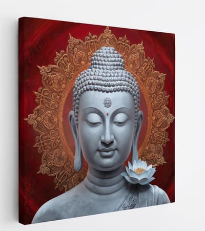 Saammp Canvas Schilderij - Boeddha - Religie - 20x20 - Foto op canvas - Wanddecoratie - Muurdecoratie Woonkamer - Canvas schilderijen