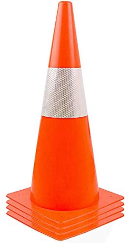 Veiligheidskegels 38,1 cm met reflecterende halsbanden - Set van 4 oranje parkeerkegels voor sport en training