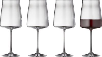 Lyngby Glas Zero kristal wijnglazen rode wijn - 540 ml - set van 4 - wijnglazen set kristal, vaatwasserbestendig