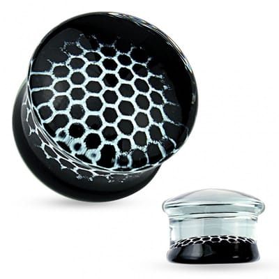 6 mm Double-flared plug glas Honeycomb - LMPiercings