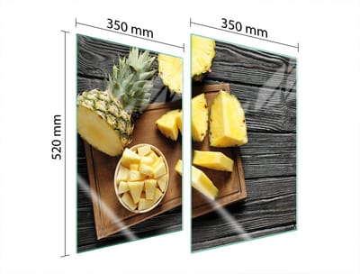 TMK ArtDeko - Keuken Achterwand - 2x35x52 cm - Ananas - Gehard Glas