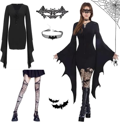 Gothic jurk voor Halloween, vampier kostuum, middeleeuwse kleding voor themafeesten en carnaval