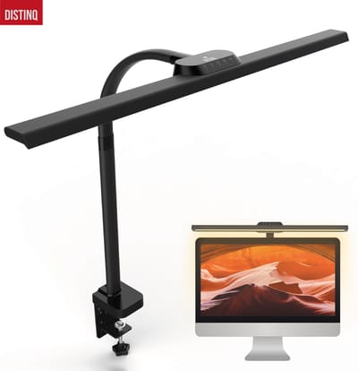 DistinQ Bureaulamp met Klem - Monitor lamp Dimbaar LED – Klemlamp – Bureau Lamp - Thuiswerken – Zwart - Handwerklamp - Borduurlamp - Hobbylamp