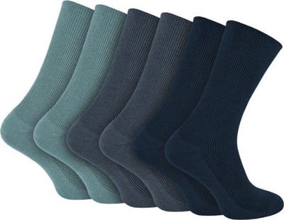 Marco Rossi 6 Paar Diabetes Sokken - 35-38 - Grijs/Antraciet/Donker Blauw - Wijde Boord - Sokken Zonder Elastiek - Anti-Press - Medische Sokken - Medical socks - Naadloos - Dames en Heren