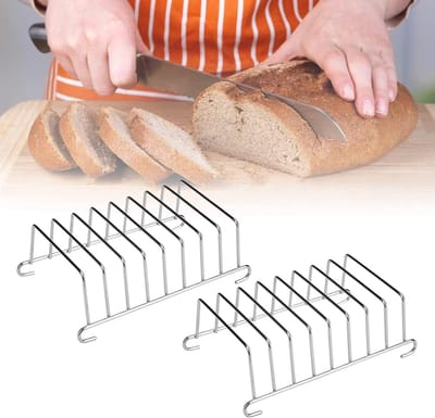 2 stuks Broodrek, 8 sneden, toasthouder, 304 roestvrij staal, toaststandaard, luchtfriteuse, servetstandaard voor toast, zilver, broodrek, eetkamer, accessoires, toastrekken, van hotelrestaurants en thuis