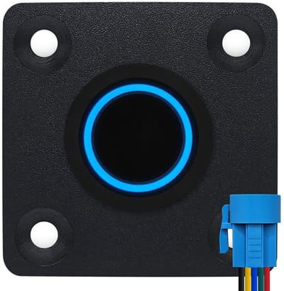 ProRide Metalen drukschakelaar Inbouwpaneel 12V ON-OFF - 19mm - met Aansluitkabel - 12V/24V - LED indicatie Blauw