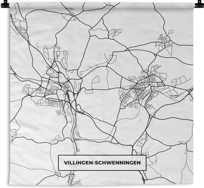 Wandkleed - Wanddoek - Stadskaart - Plattegrond - Kaart - Villingen-Schwenningen - 180x180 cm - Wandtapijt