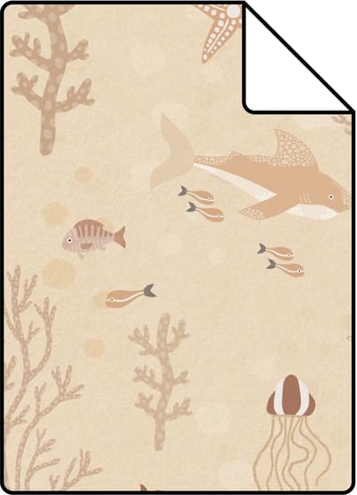 Proefstaal ESTAhome behang onderwaterwereld warm beige - 26.5 x 21 cm - 130930-S