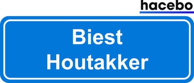 Hacebo - Plaatsnaam Sticker - 29x10 CM - Biest Houtakker sticker - Verkeersborden sticker - grappige cadeaus - Biest Houtakker