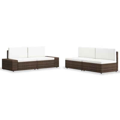 vidaXL - 4-delige - Loungeset - poly - rattan - bruin