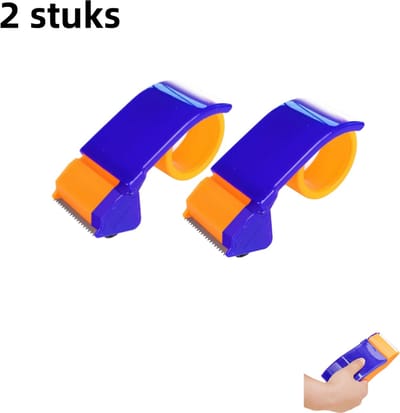 2-delige - Tape dispenser - Transparante tape dispenser - Geschikt voor expresverpakkingen en -sluitingen - Draagbare plastic tape dispenser - Blauw (5 cm breed)