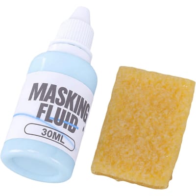 Fluide de Masquage Aquarelle Bleu Facile à Décoller Sèche Rapidement Medium de Masquage pour l'Art avec Gomme pour Peinture Gouache Illustration white