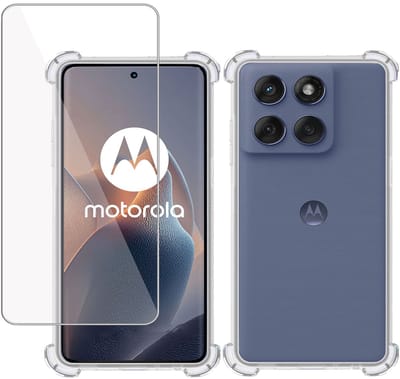 TechNow Hoesje + Screenprotector geschikt voor Motorola Edge 60 Fusion Hoesje Screenprotector - Tempered Glass - Extreme Shock Case Transparant