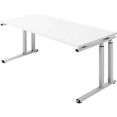 Schäfer Shop  Select Bureautafel SET UP, C-poot onderstel, 1800 x 800, wit/blank aluminium