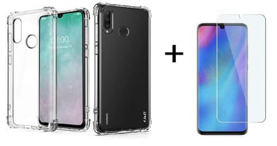 Hoesje Geschikt voor Huawei P30 lite / P30 Lite New Edition Transparent Anti Burst Hoesje Shock Proof TPU Case + Glazen Screenprotector