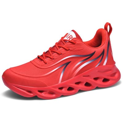 Mode Hardloopschoenen Heren Vlam Bedrukte Sneakers Gebreid Atletisch Sportief Blade Demping Jogging Trainers Lichtgewicht 39 red