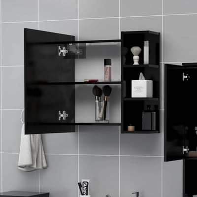 vidaXL - Badkamerspiegelkast - 62,5x20,5x64 - cm - bewerkt - hout - zwart