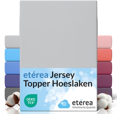 etérea Topper Jersey Hoeslaken 140x200 - 160x200 cm Oekotex Made in Green - 100% katoen - Zilver
