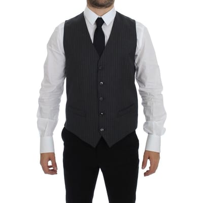 Grijze Pinstripe Gilet Klassieke Pasvorm