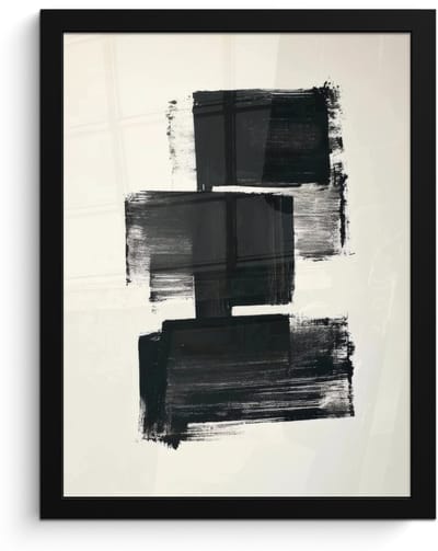 Poster in lijst - Fotolijst 30x40 cm - Posters - Rechthoeken - Penseelstreken - Abstract - Zwart - Posterlijst zwart - Decoratie - Wanddecoratie woonkamer - Muurdecoratie slaapkamer