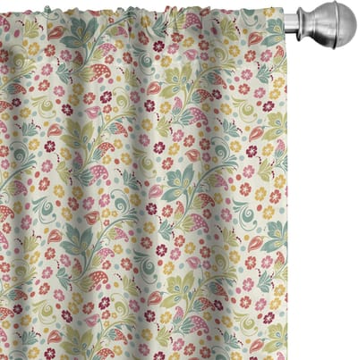 ABAKUHAUS Bloemen Gordijnen – 2x75x175 cm – Multi-kleur