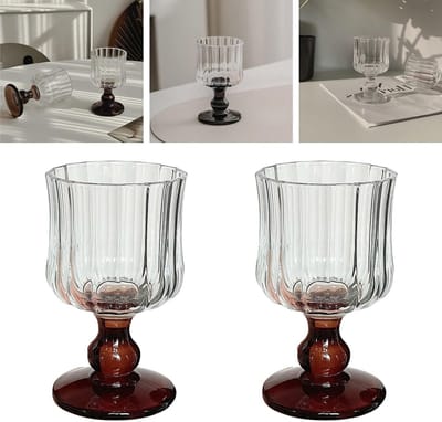 Elegante Vintage Bruine Tumbler Glazen - 180ml Perfect voor Wijn, Champagne en Cocktails, Ideaal voor Feesten en Thuisgebruik, Set van 2