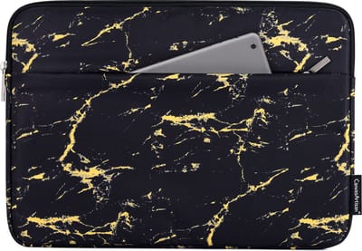 Laptophoes 13 Inch – Laptop Sleeve - Hoes Geschikt voor Macbook Air & Pro 13 inch - Geel Marmer