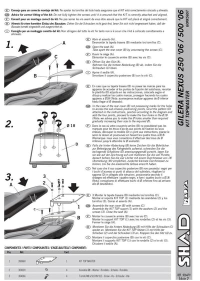 Support de top case Shad pour Scooter Gilera 125 Nexus 2009 à 2014 Neuf