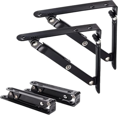 Set van 2 Inklapbare Plankdragers voor Hoekplanken - 150 mm Wandmontage