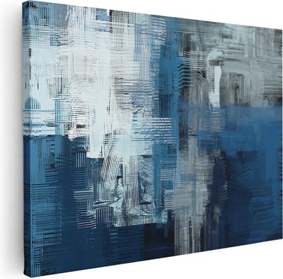 Artaza Canvas Schilderij Abstracte Kunst - 40x30 cm - Klein - Muurdecoratie Blauw - Wanddecoratie Woonkamer - Kamer Accessoires