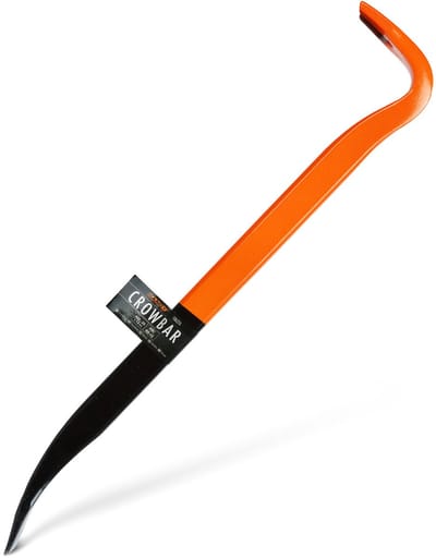 Koevoet Breekijzer Van Gehard Staal – Sloop En Montage Gereedschap – 450 X 25 X 12 Mm – Gebogen Punt Voor Spijkers En Hefwerk – Zwart Oranje – 1 Kg [10627A]