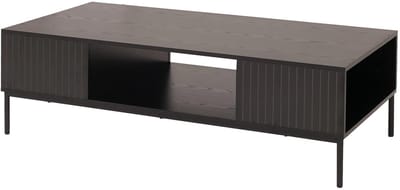 Salontafel MCW-O39, tafel bank tafel bijzettafel opbergvakken, melamine MDF 39x120x60cm ~ hout look zwart