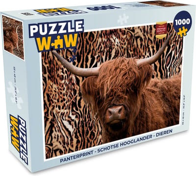 Puzzel Panterprint - Schotse hooglander - Dieren - Legpuzzel - Puzzel 1000 stukjes volwassenen