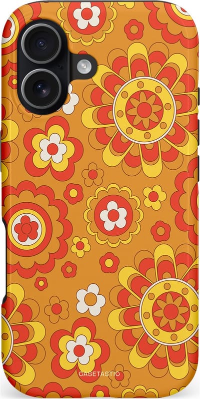 Casetastic hoesje geschikt voor Apple iPhone 17 - MagSafe - Dubbellaagse bescherming - Retro droom - Fashion Case - Okergeel Terracotta Rood