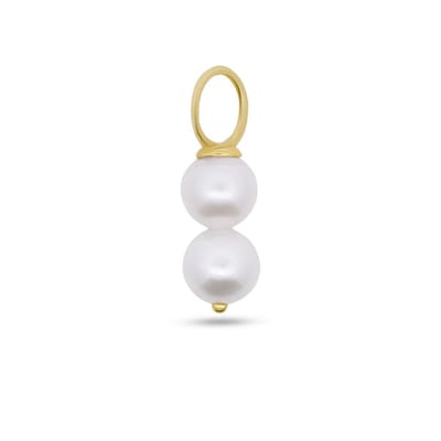 New Bling - 9NBG-O142 - 14K geelgoud – Oorbelhanger - per stuk – Met Twee Parels