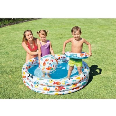 Intex Vrolijke Fruity Pool Set - Opblaaszwembad - Ø 132 x 28 cm - Inclusief Strandbal en Zwemband