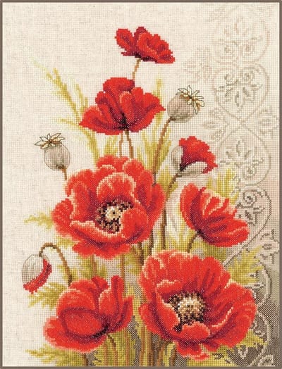 Vervaco - Telpakket kit - Papavers + orientaalse motieven - PN-0146330 - Borduren - Borduurpakket - Borduurpakket volwassenen