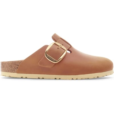Nubuck leren klompen met een grote gesp Birkenstock Boston