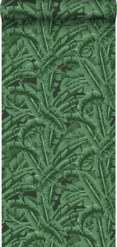 ESTAhome behang bananenbladeren donkergroen en zwart - 53 cm x 10.05 m - 138985