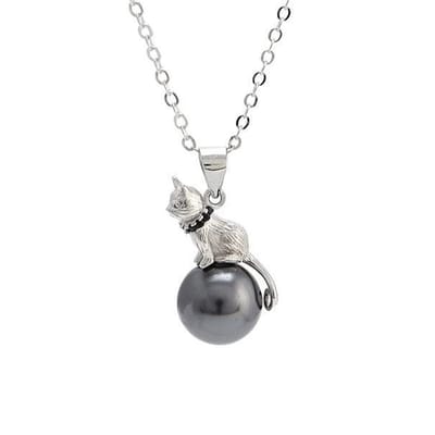 Zilveren Ketting - Parelketting Kat - Kattenketting
