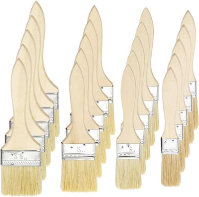 Set van 30 Verfkwasten met Houten Handvatten voor Schilderen, Glazuren en Decoratie